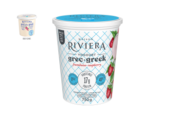 Maison Riviera Raspberry 40% Less Sugar 0% M.F. Greek Yogourt 750 g