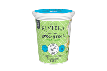 Maison Riviera Yogourt Grec Bio 25% Moins de Sucre 2% M.G. Vanille 650 g