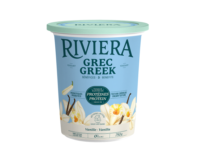 Maison Riviera Vanilla 40% Less Sugar 0% M.F. Greek Yogourt 750 g